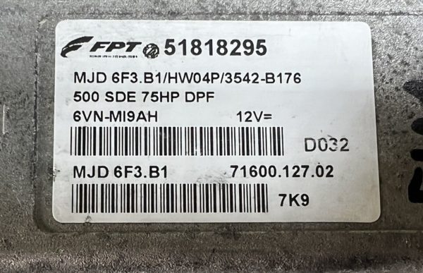 ECU Calculateur moteur FIAT 500 1.3 75HP MJD 6F3.B1 51818295 HW04P 71600.127.02