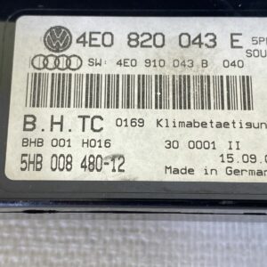 Audi A8 4E commande clim & chauffage, sièges chauffants 4E0820043E 5HB008480-12