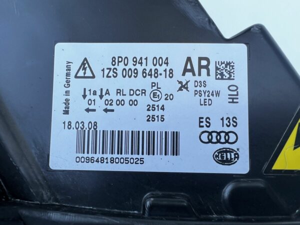 8P0941004AR Phare avant droite Audi A3 S3 RS3 8P LED Bi Xenon Directionnel OEM