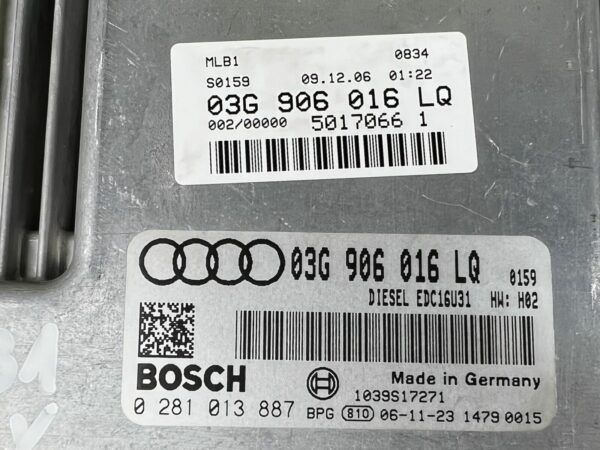 ECU Engine Control Unit Audi A4 B7 2.0 Tdi 03G906016LQ 0281013887 EDC16U31 BPW