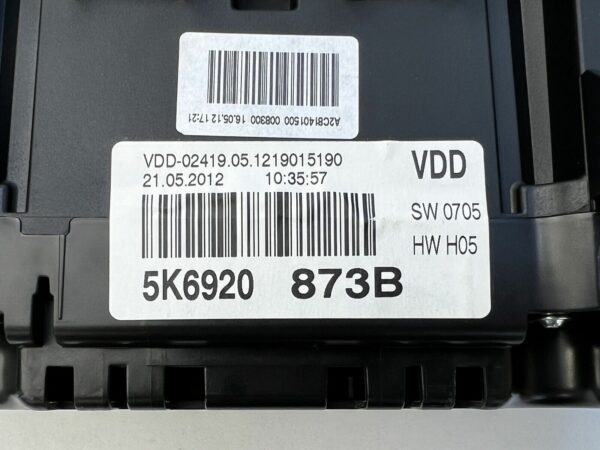 5K6920873B Compteur instrument Vw Golf 6 R 2.0tsi Kombiistrent VDO Tachymètre