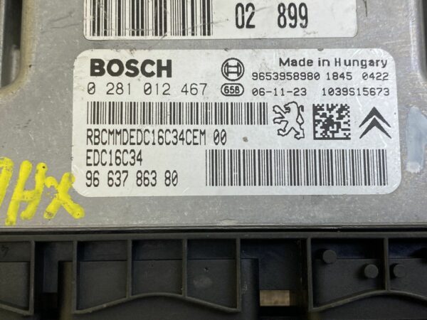 ECU Peugeot 207 1.6hdi90 9HX 0281012467 9663786380 edc16C34 Calculateur moteur